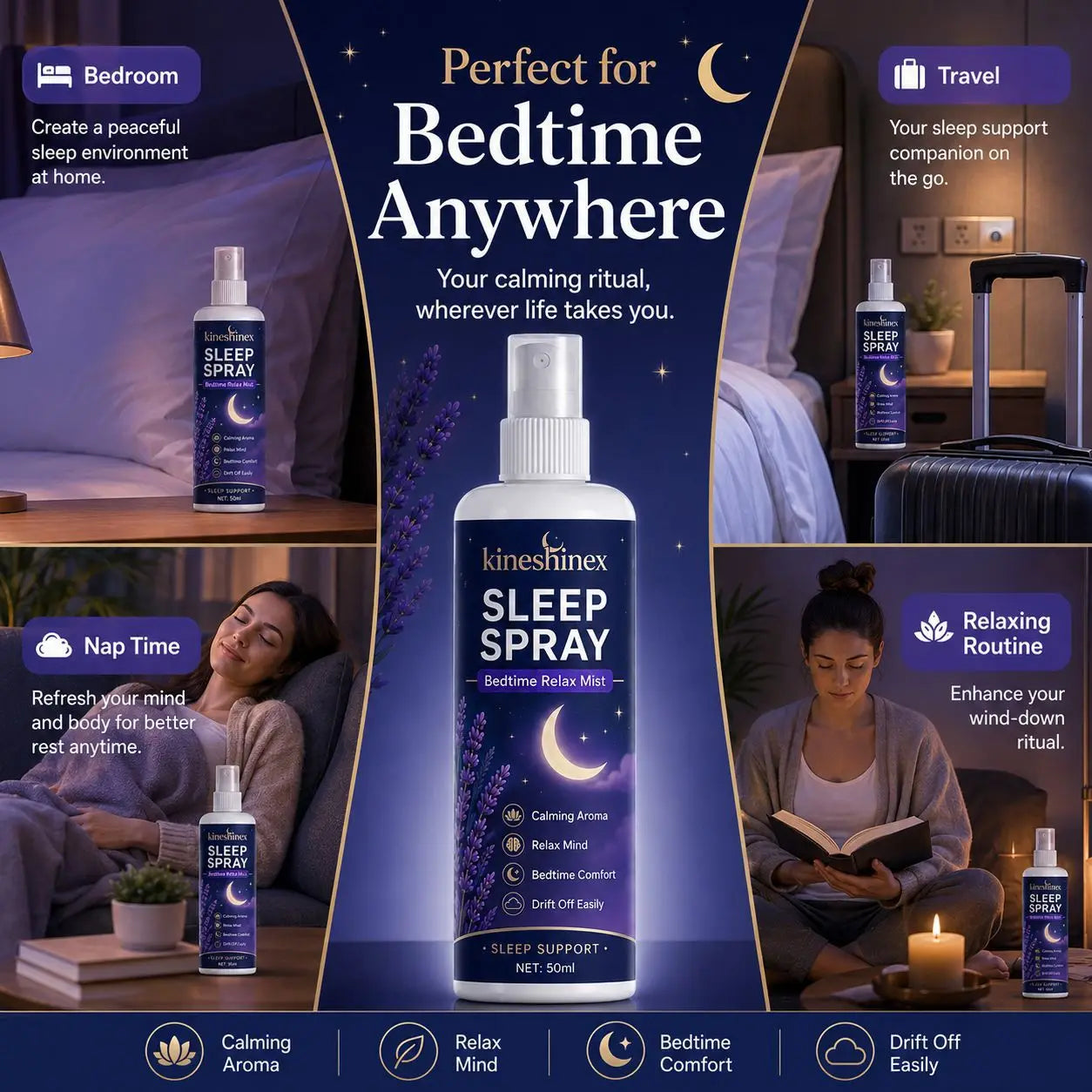 Spray Apaisant Sommeil – Brume Relaxante pour Nuits Sereines