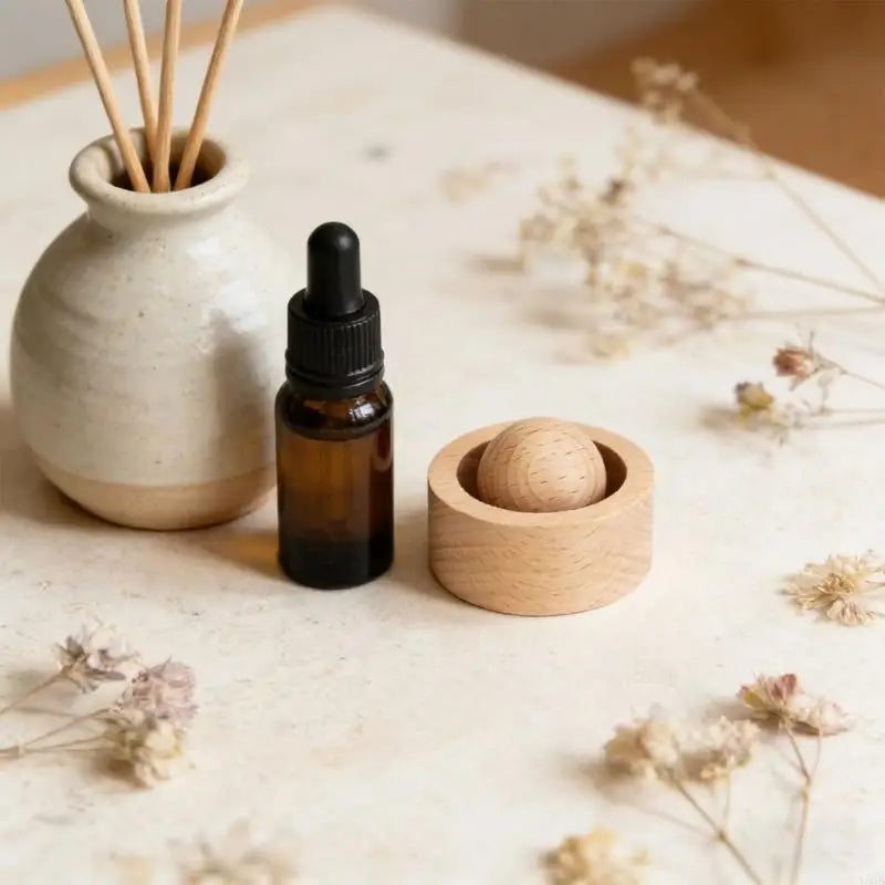 Diffuseur de Parfum en Bois et Pierre – Set de 3 Boules, Voiture, Bureau & Yoga