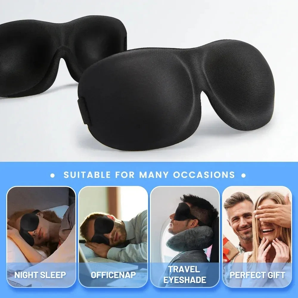 Masque de Sommeil 3D en Mousse à Mémoire de Forme – Confort Absolu & Obscurité Totale