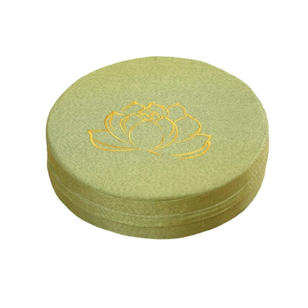 Coussin de Sol Japonais Brodé Motif Lotus – Assise Ronde Épaisse pour Salon de Thé & Méditation