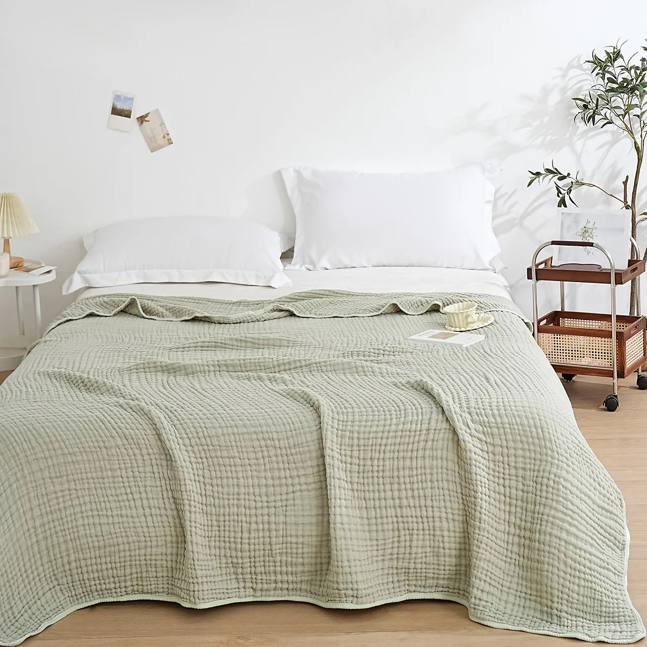 Couverture en Mousseline 100% Coton, 6 Couches Légères pour Lit, Gaze Prélavée et Respirante
