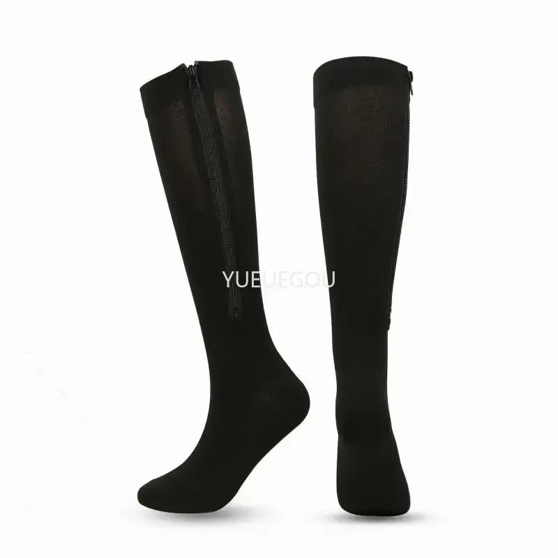 Chaussettes de Compression Zippées — Orteils Ouverts, Soulage Varices & Œdèmes