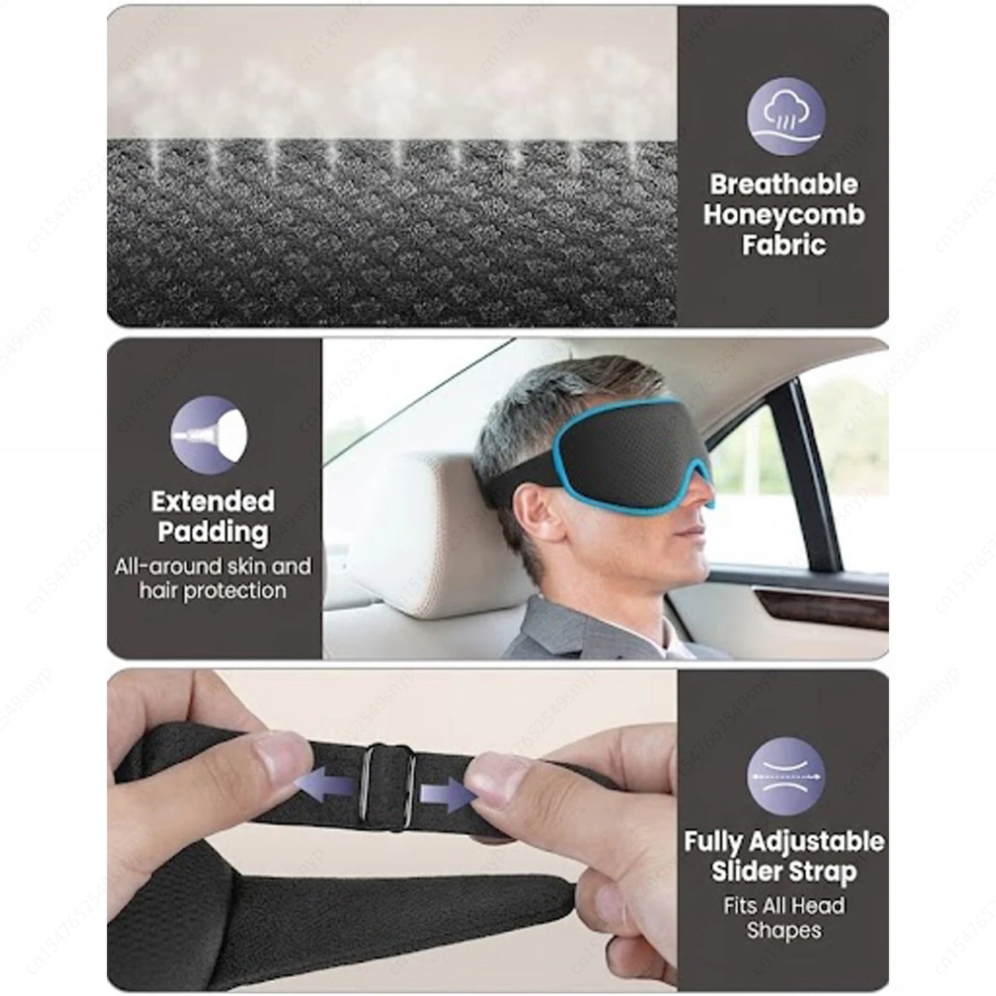 Masque de Sommeil 3D Confort Voyage — Occultant & Respirant