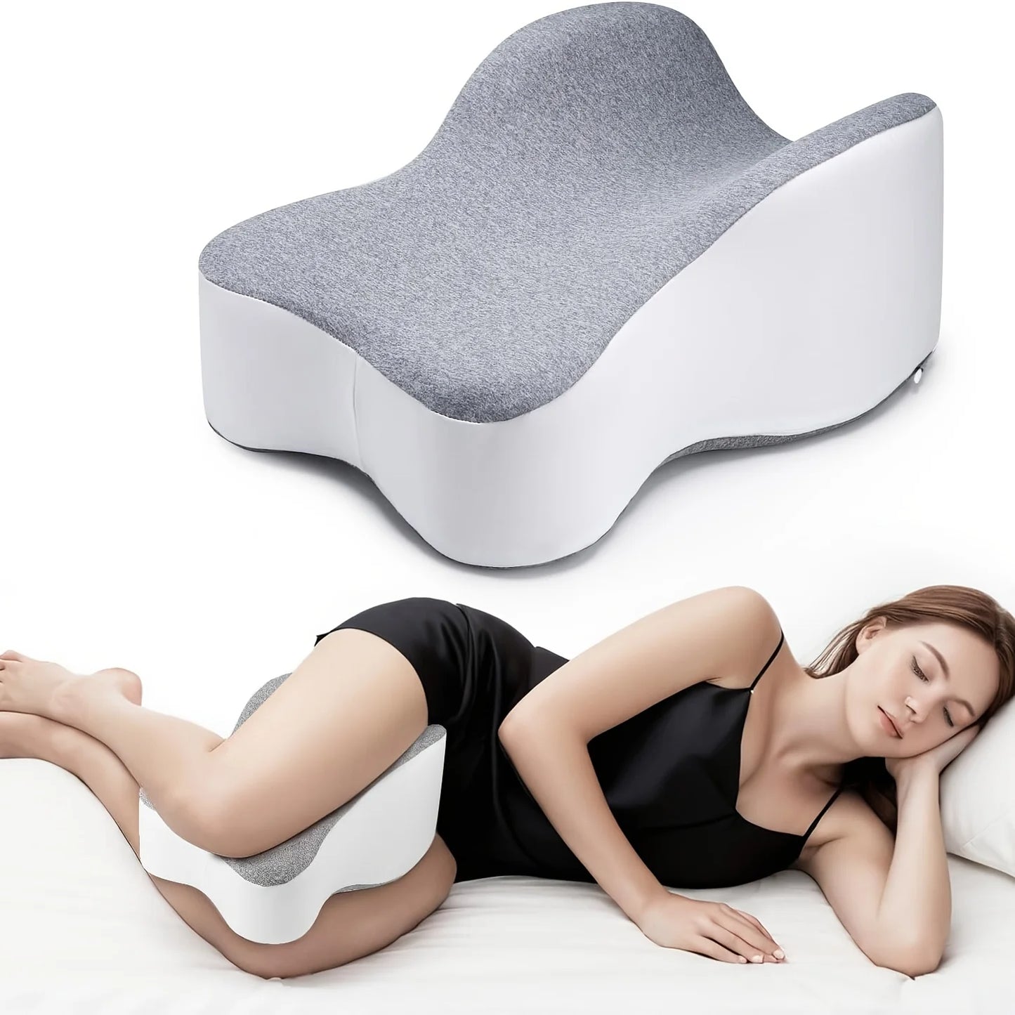 Oreiller en Mousse à Mémoire de Forme pour Jambes et Genoux (Grand Format) - Oreiller entre les Jambes pour Sciatique, Dos, Hanches et Articulations