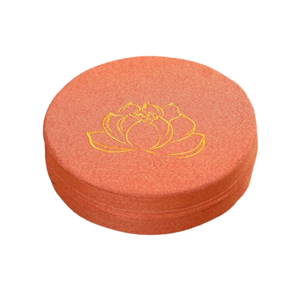 Coussin de Sol Japonais Brodé Motif Lotus – Assise Ronde Épaisse pour Salon de Thé & Méditation