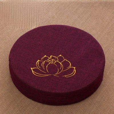 Coussin de Méditation en Lin 40x6cm – Motif Lotus, Assise Confort Yoga & Tapis Tatami