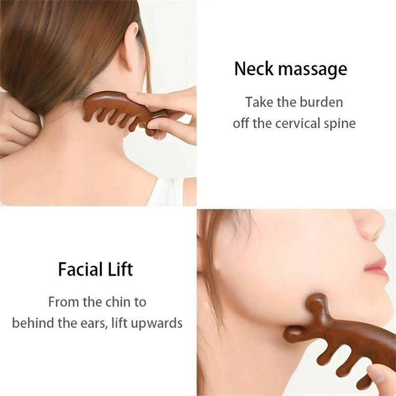 Peigne Gua Sha à Grandes Dents – Massage du Cuir Chevelu, Visage & Corps