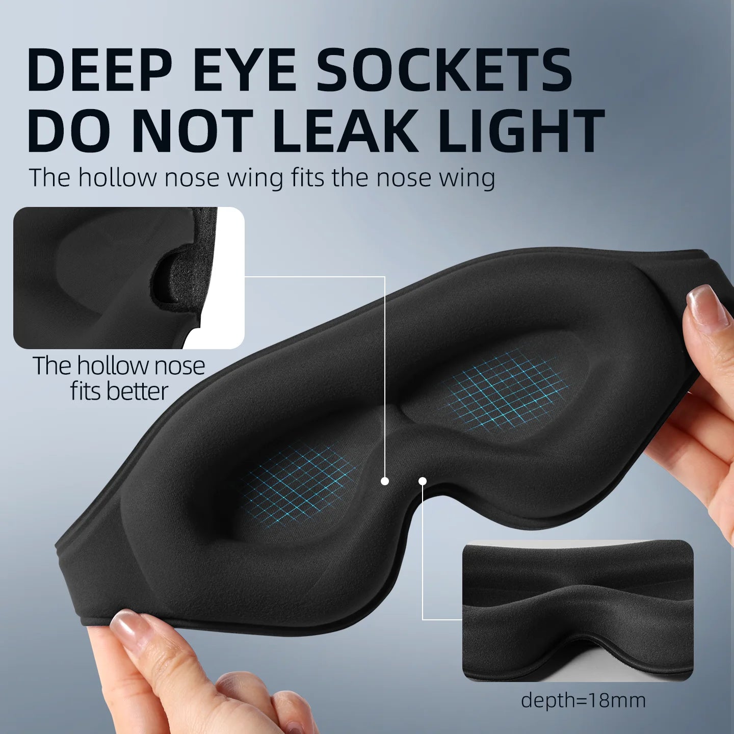 Masque de Nuit 3D Confort Voyage — Occultation Totale, Bande Ajustable