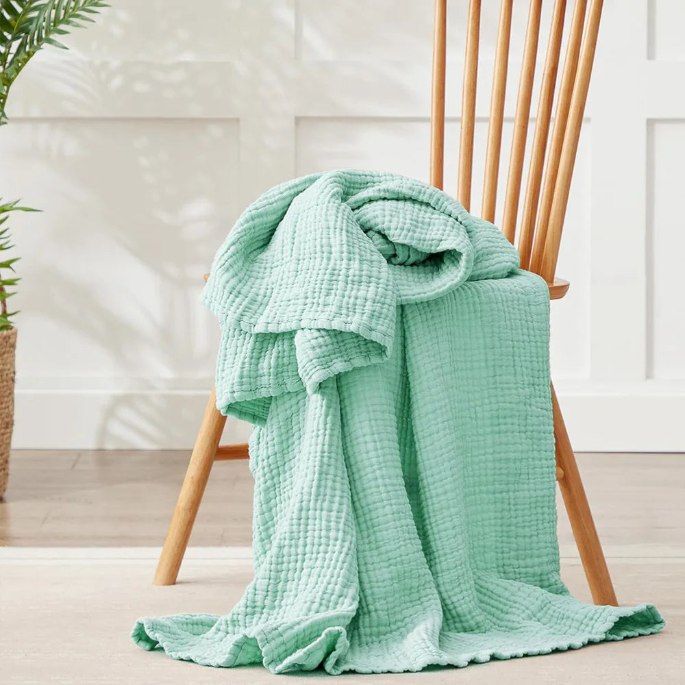 Plaid en Mousseline de Coton 6 Couches — Léger, Respirant, Confort 4 Saisons