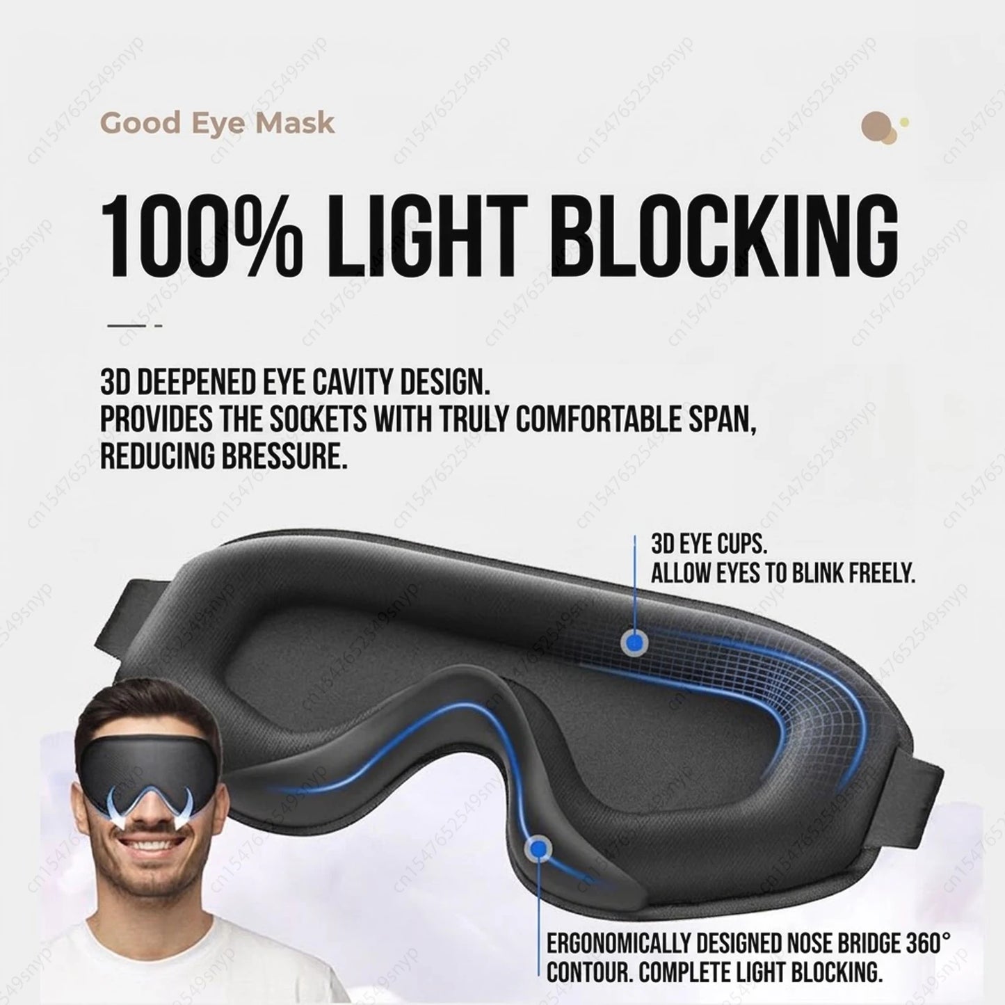 Masque de Sommeil 3D Confort Voyage — Occultant & Respirant