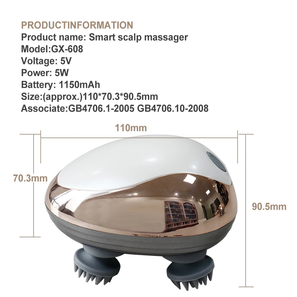 Masseur de Crâne Électrique Vibrant — Stimule la Circulation, Anti-Fatigue