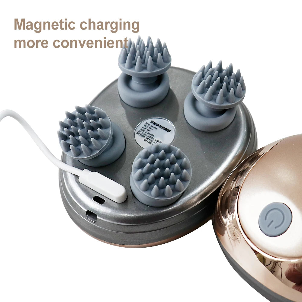 Masseur de Crâne Électrique Vibrant — Stimule la Circulation, Anti-Fatigue