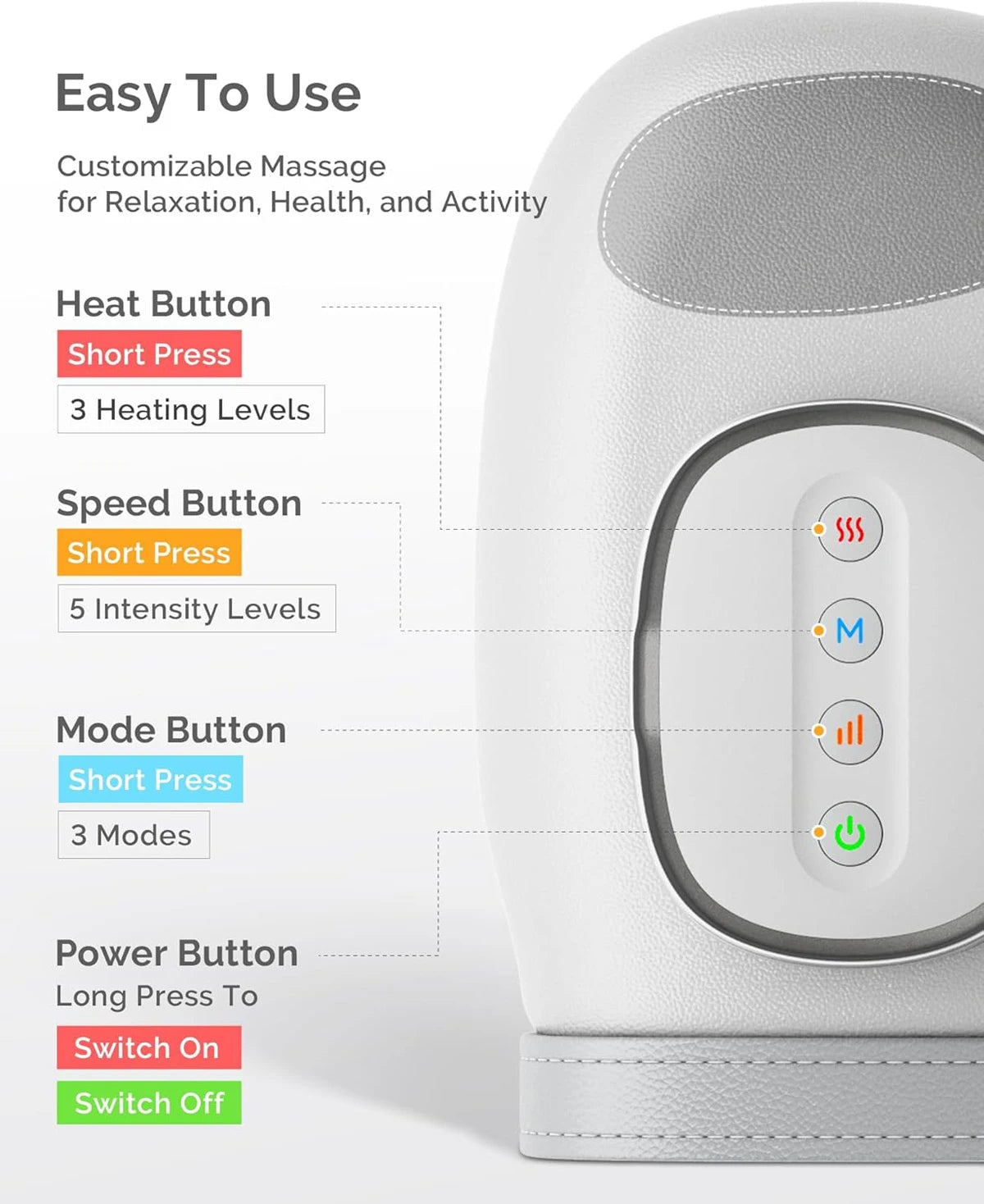 Masseur de Mains Électrique - Compression Airbag & Chaleur 3 Modes