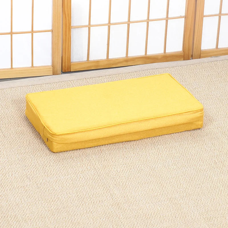 Coussin de Méditation Zafu en Lin Épais — Housse Amovible & Lavable, Yoga & Prière