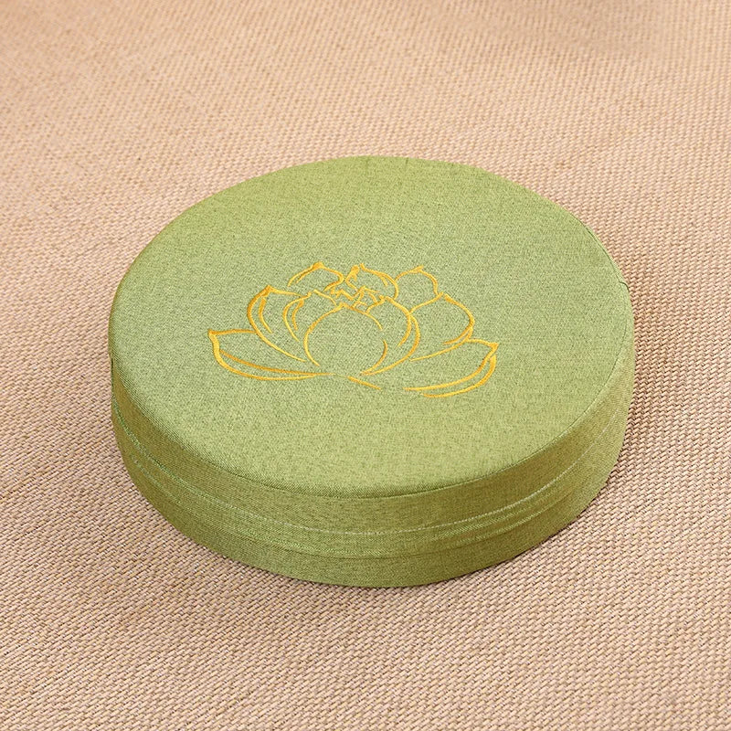 Coussin de Méditation en Lin 40x6cm – Motif Lotus, Assise Confort Yoga & Tapis Tatami