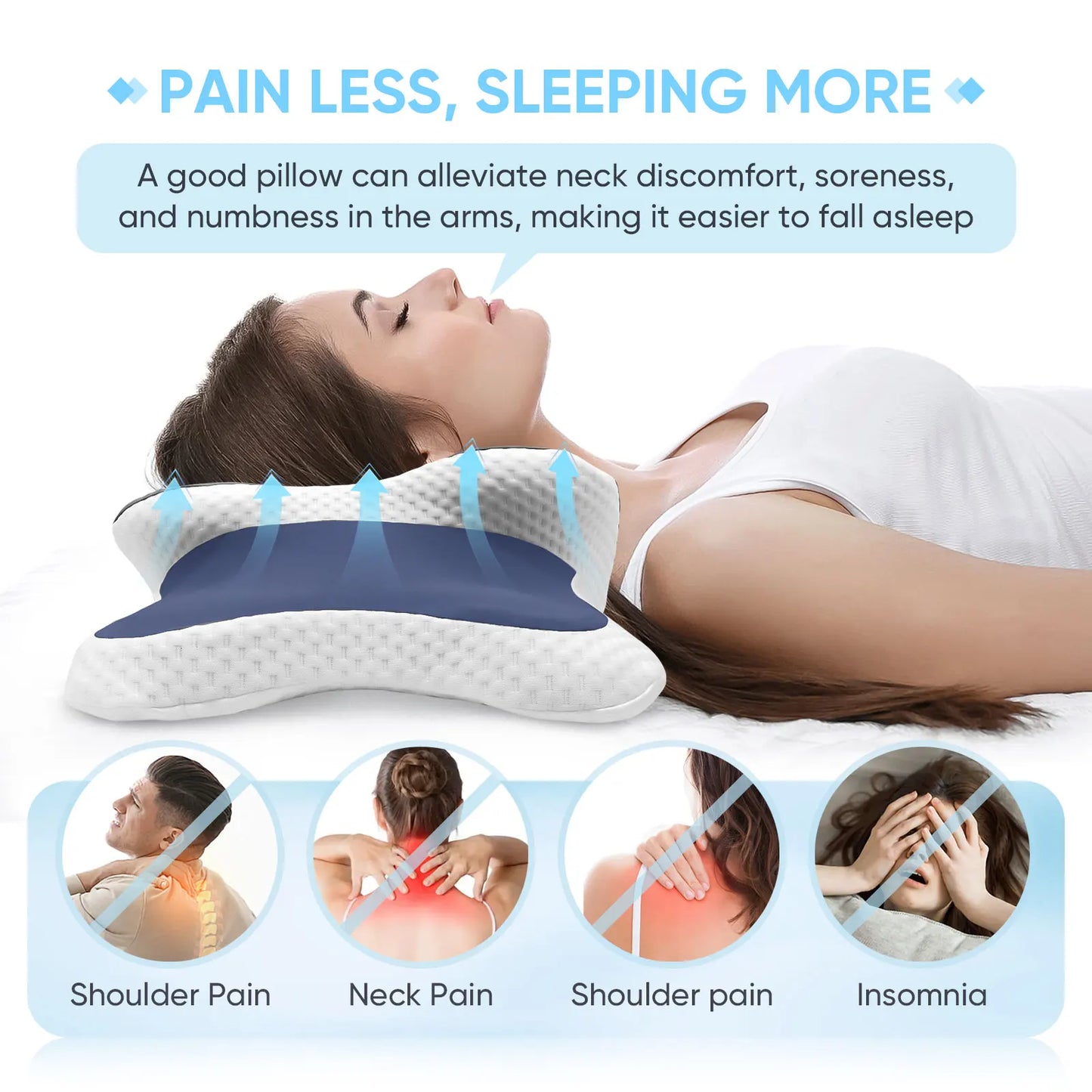 Oreiller Cervical Ergonomique en Mousse à Mémoire de Forme – Confort Anti-Douleurs
