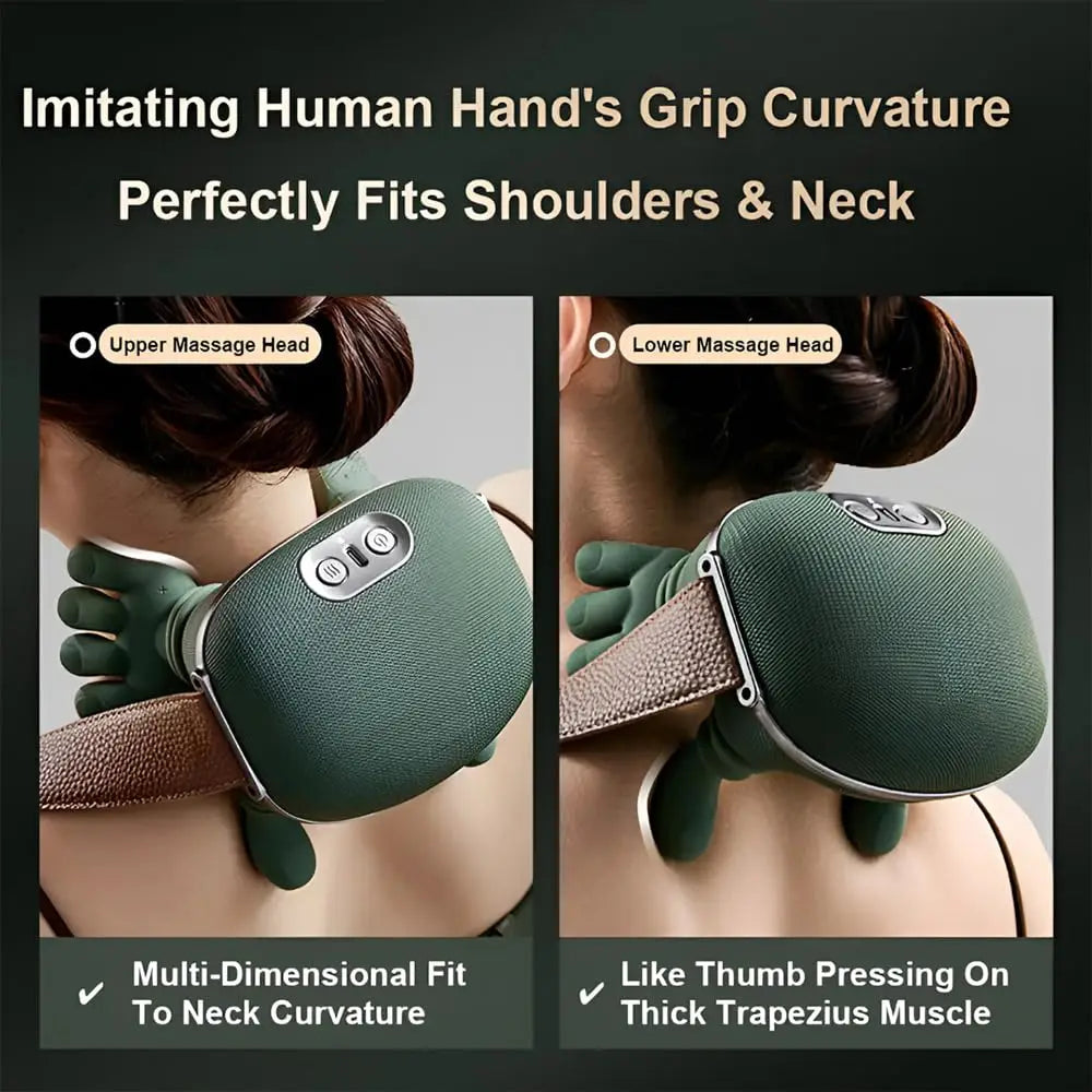 Masseur Nuque & Épaules Chauffant – Shiatsu Sans Fil 3 Modes