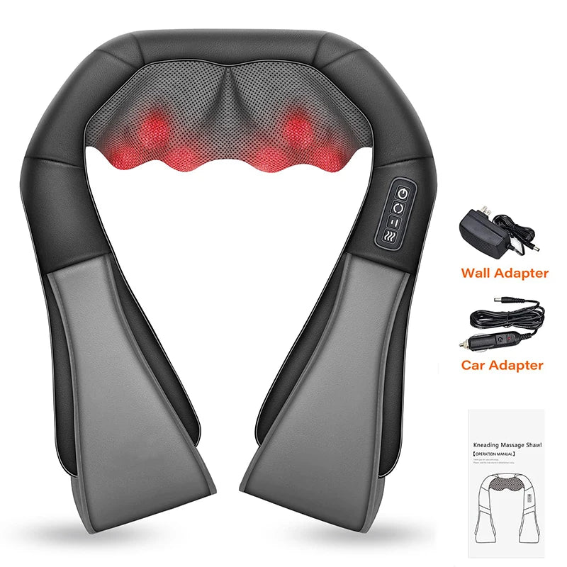 Appareil de Massage Shiatsu 4D pour la Nuque et les Épaules avec Chaleur - Coussin de Massage Électrique pour le Dos, Corps Entier, Maison et Voiture