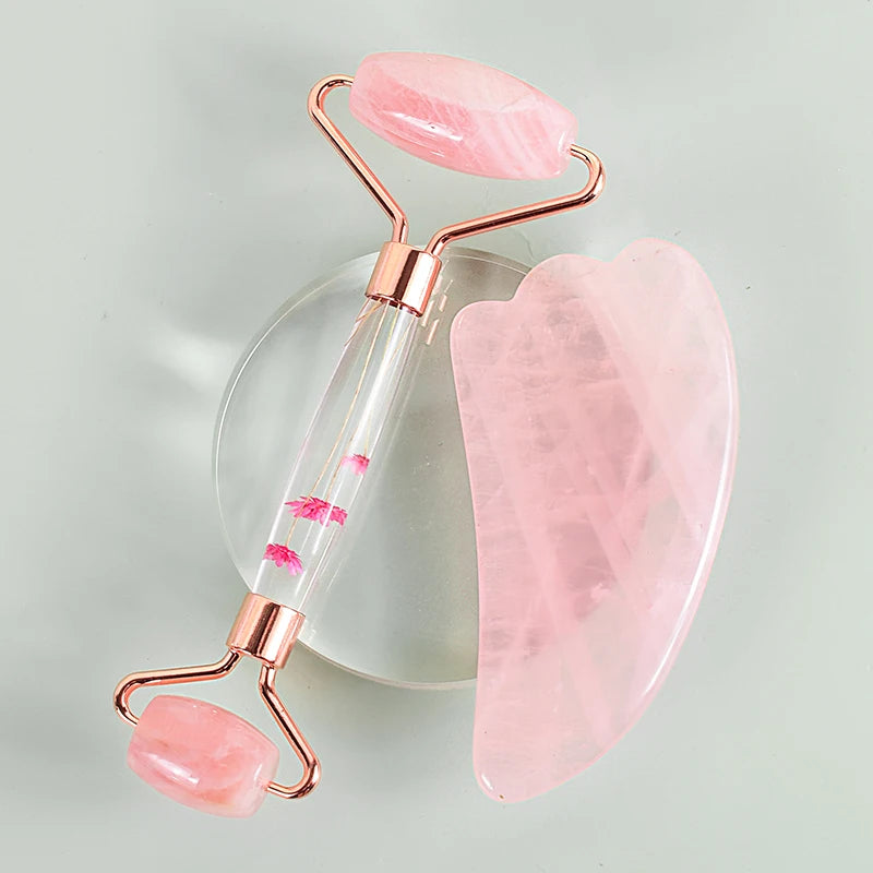 Rouleau de Massage Facial Jade & Gua Sha – Rituel Beauté Naturel