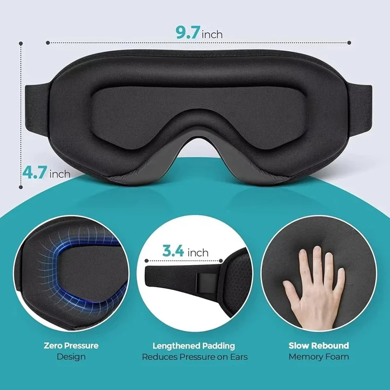Masque de Sommeil 3D Respirant et Confortable, Sangle Ajustable Unisexe