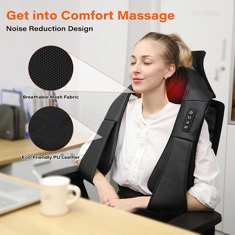 Appareil de Massage Shiatsu 4D Chauffant – Nuque, Épaules & Dos
