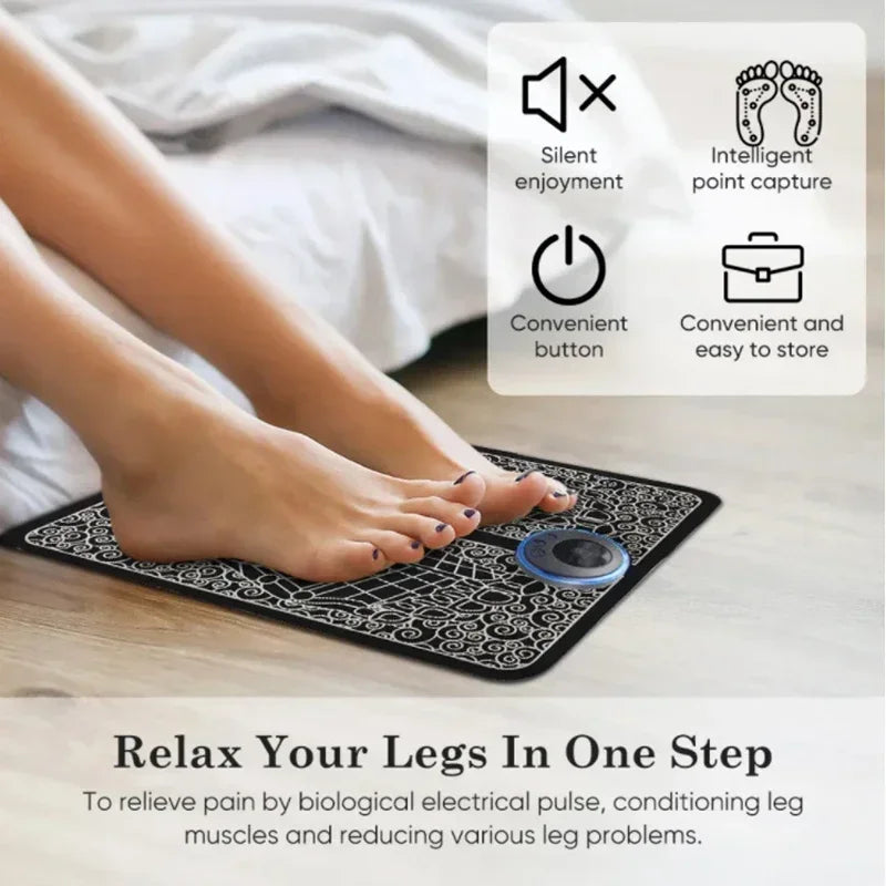 Tapis de Massage EMS pour Pieds – Stimulation Musculaire & Circulation Pliable