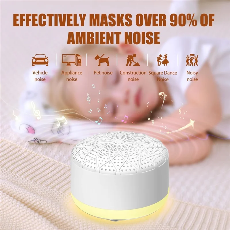 B59B - Machine à Bruit Blanc - Convient aux Bébés et Adultes, Appareil Portable de Thérapie Sonore, 24 Sons Apaisants, Idéal pour la Maison et les Voyages