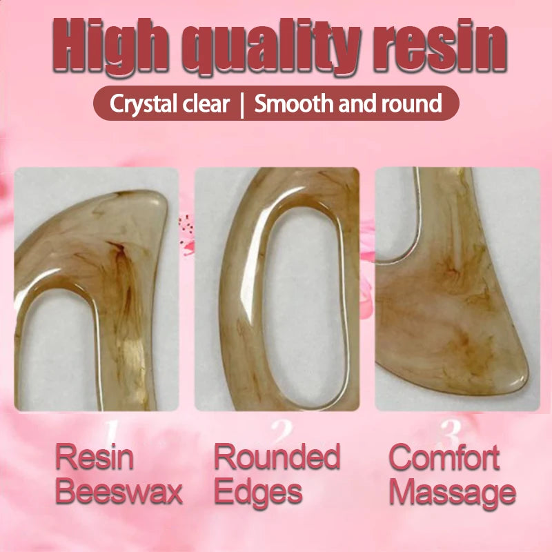 Planche de Massage Gua Sha en Résine avec Manche – Sculpte Visage, Cou & Dos