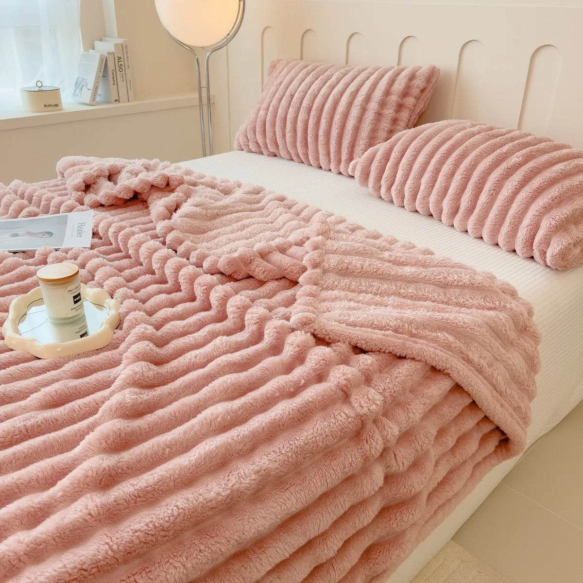 Couverture Multifonction Rayée XXL — Plaid Épais pour Lit, Canapé & Animaux
