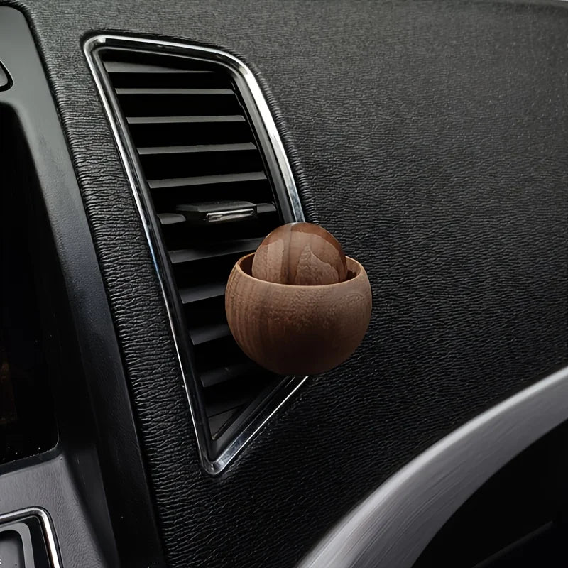 Diffuseur d'Huiles Essentielles Boule en Bois – Clip Voiture & Mini Format Maison