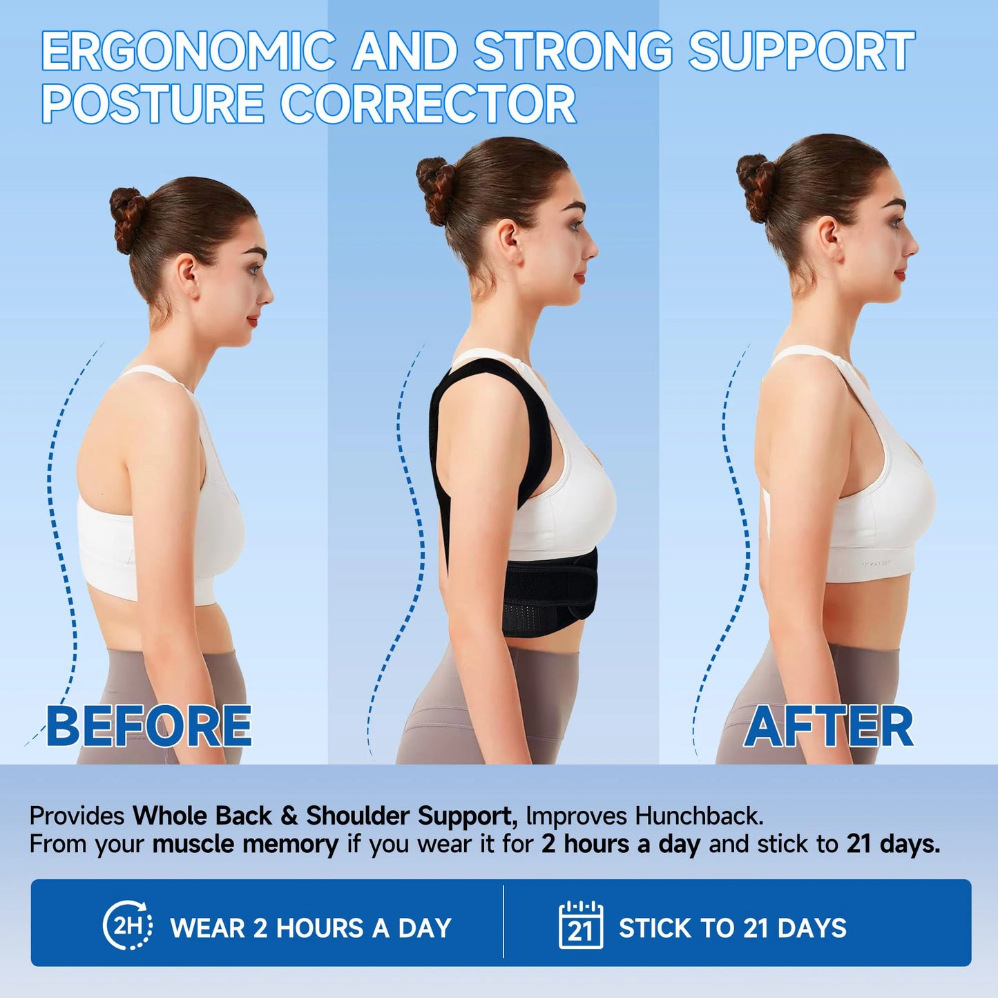 Correcteur de Posture Ajustable – Soutien Dos & Épaules Homme Femme