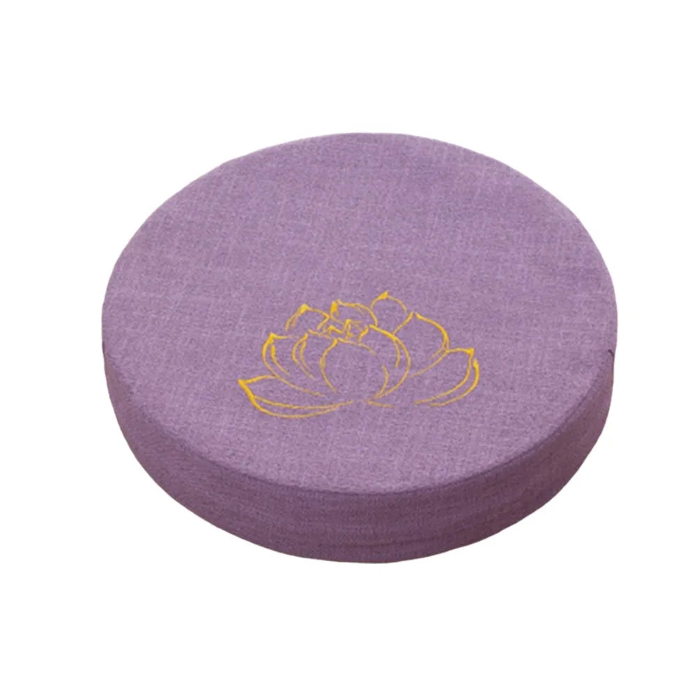 Coussin de Sol Japonais Brodé Motif Lotus – Assise Ronde Épaisse pour Salon de Thé & Méditation