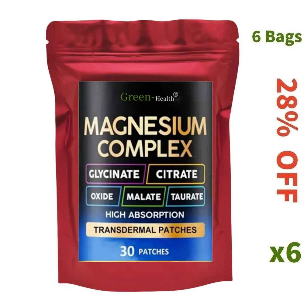 Patchs Magnésium 5-en-1 — Détente Musculaire & Anti-Stress, Boîte de 30