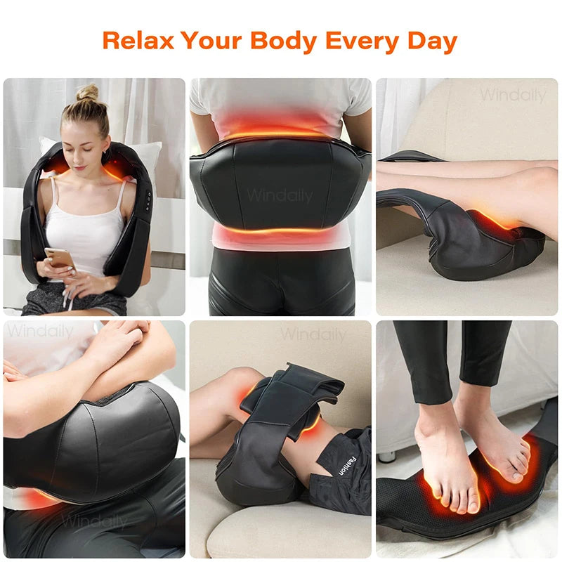 Appareil de Massage Shiatsu 4D Chauffant – Nuque, Épaules & Dos