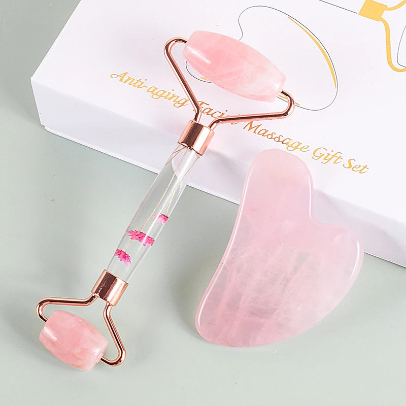 Rouleau de Massage Facial Jade & Gua Sha – Rituel Beauté Naturel
