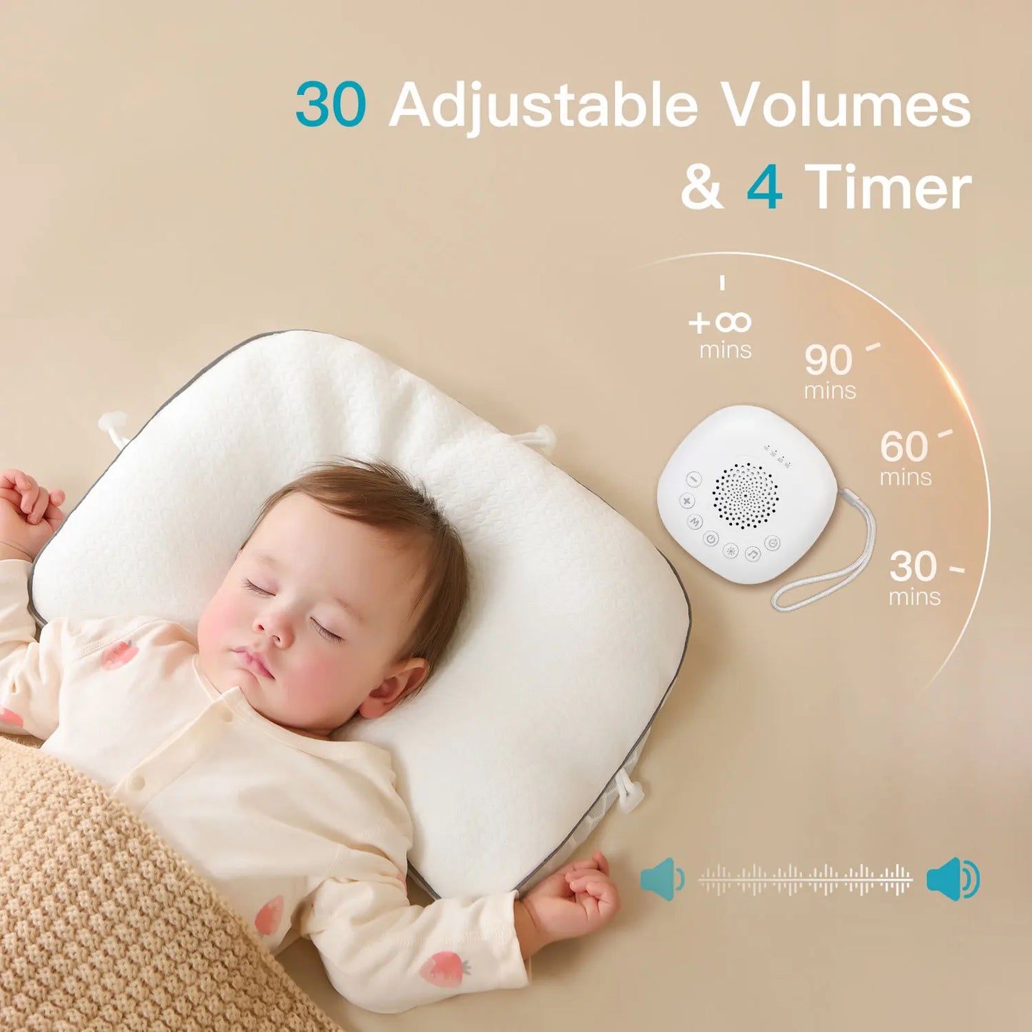 Machine à Bruit Blanc 24 Sons + Veilleuse - Cadeau Naissance