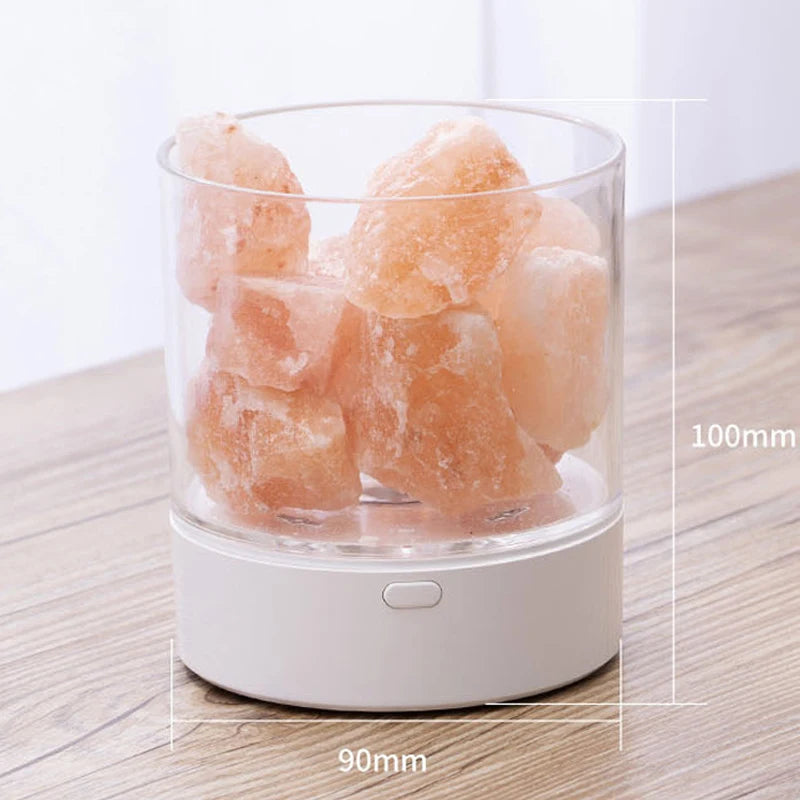 Lampe de Sel de l'Himalaya Rechargeable — Veilleuse LED Ambiance Chevet