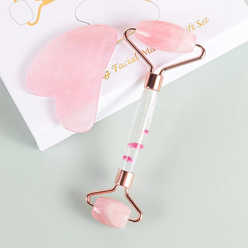 Rouleau de Massage Facial Jade & Gua Sha – Rituel Beauté Naturel