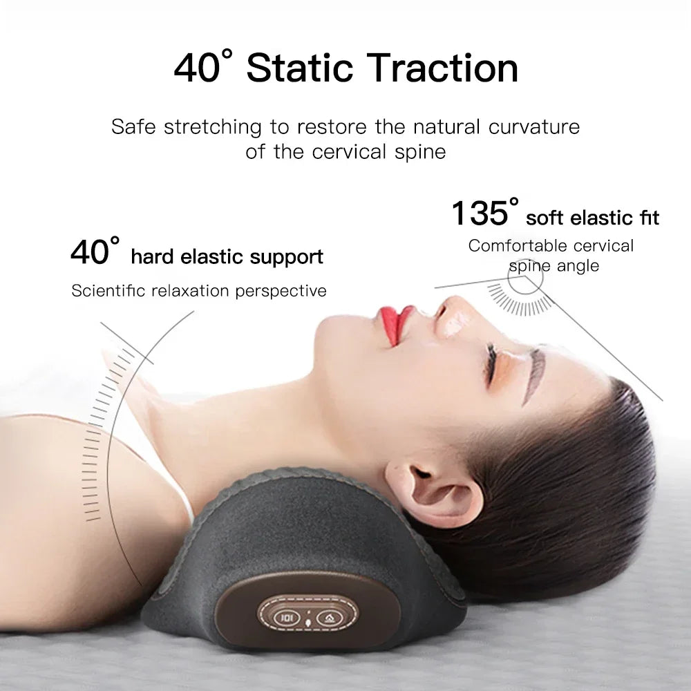 Oreiller Masseur Cervical Chauffant — Traction & Vibration, Confort Orthopédique